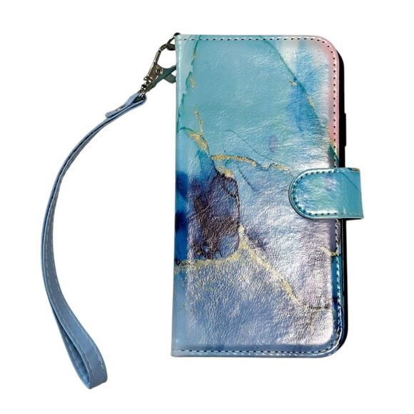 ULAK iPhone XR Marble Faux Leather Wallet Case Wristlet - Picture 2 of 9